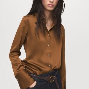 MANGO SATIN FINISH FLOWY SHIRT SIZE 6